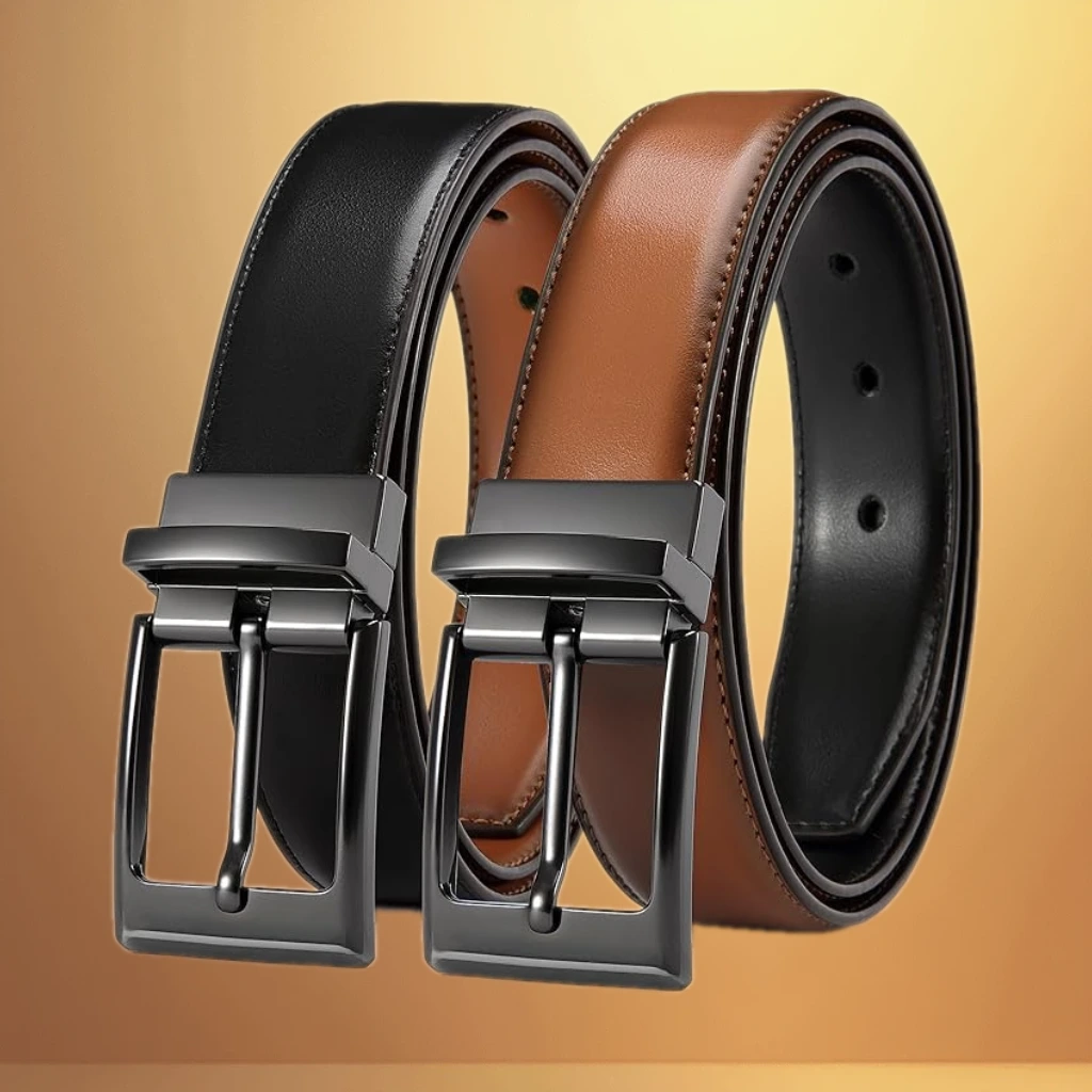 CHAOREN Mens Belts Leather 1 Pack - 1.25" Reversible Belts for Men for Dress Pants - One Belt, Two Colors
