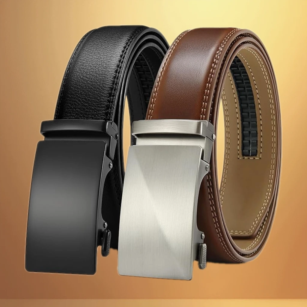CHAOREN Leather Ratchet Belt Men 2 Pack - Customizable Fit, Effortless Style (35mm)